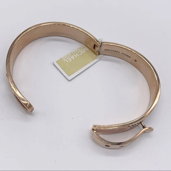 Michael Kors Cityscape Pave Rose Gold Buckle Bangle Bracelet NWT - Picture 8 of 8